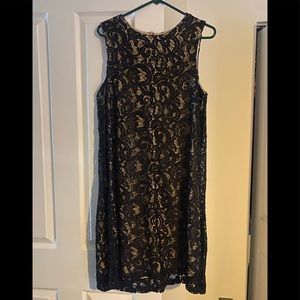 Black Dress, size 16. Lined nude color with black overlay